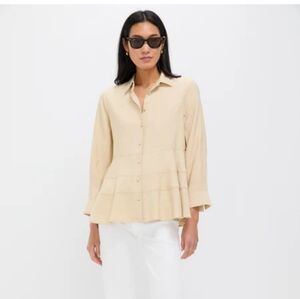POMANDER PLACE TAN ASHLEN BLOUSE SZ S